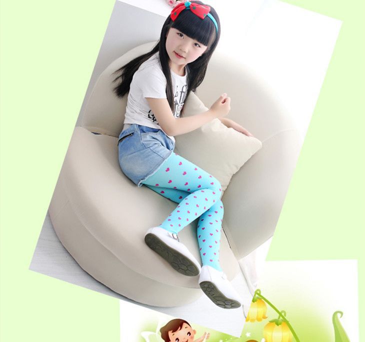 春夏薄糖果色儿童连裤袜圆点爱心女童踩脚宝宝连裤舞蹈袜子批发