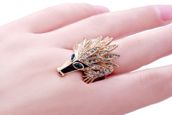 丽晶饰品 正品批发 新款潮流时尚霸气穿山甲镶钻戒指 大气大牌