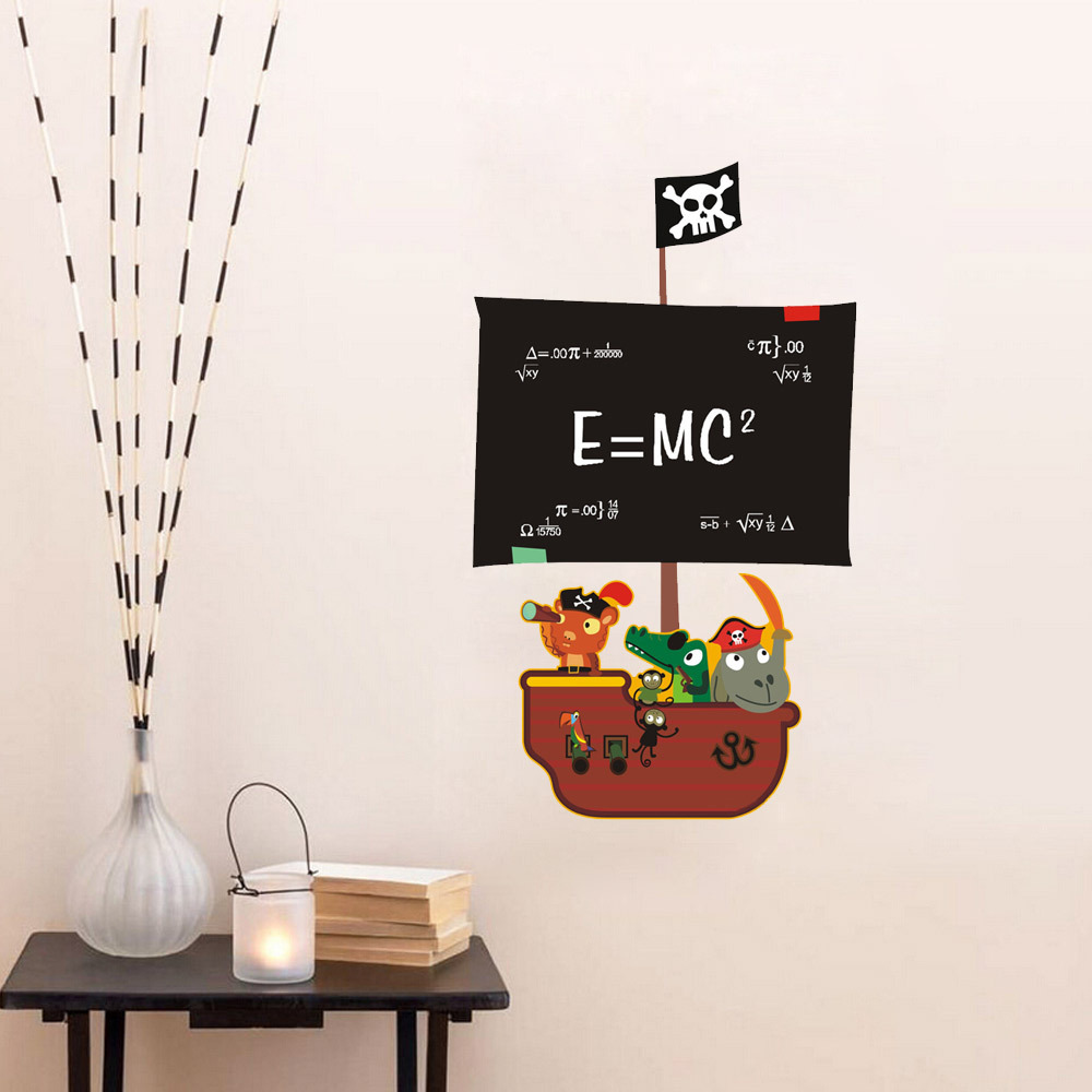 ay630海盗船教学黑板贴 写字贴绘画贴可移除办公用创意墙贴特价