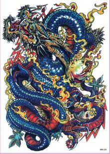 霸气大图男款 花臂花褪纹身贴纸012          超大图纹身贴 过肩龙