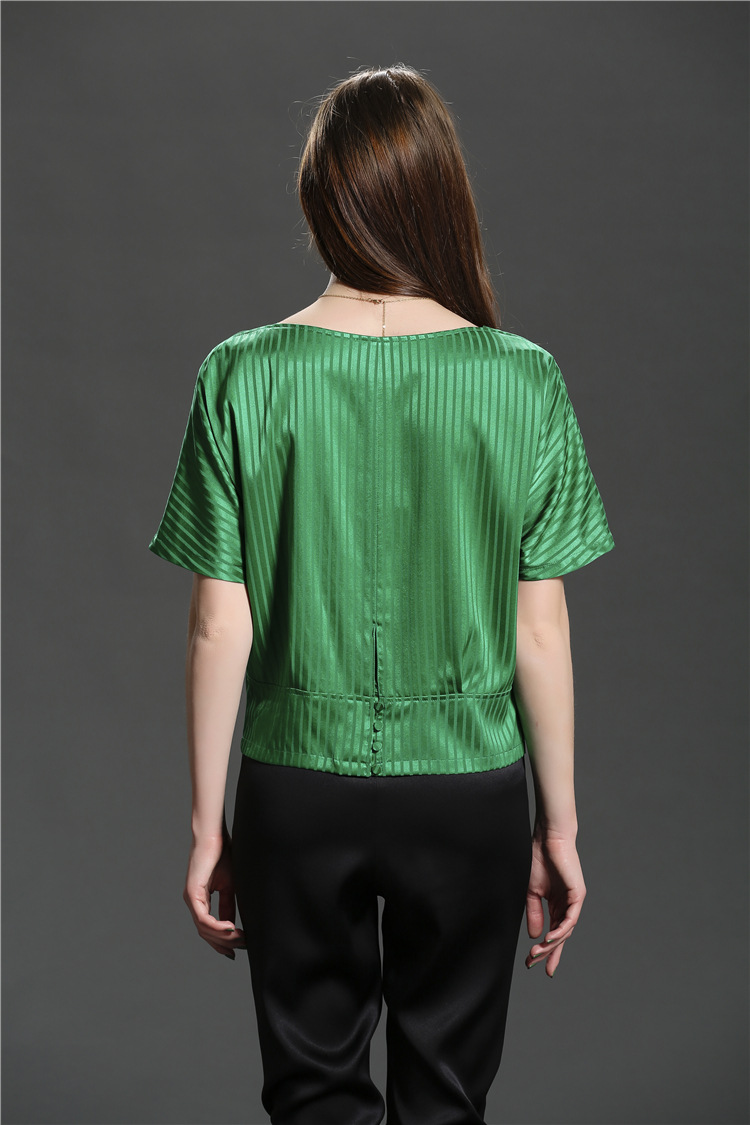 欧美纯色真丝女士短袖打底衫 奢侈品夏季新款高端圆领真丝t恤女图片