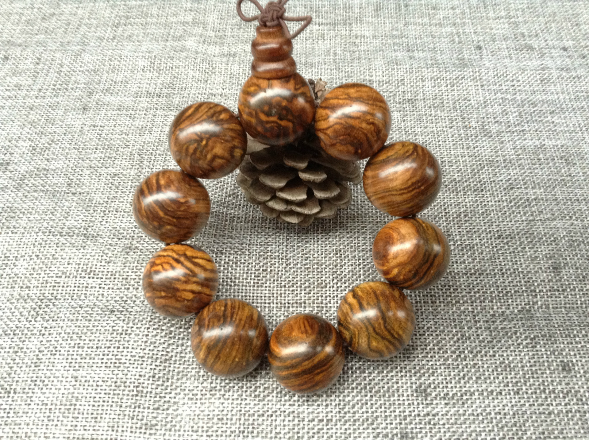 天然清香虎斑纹花奇楠手串 25mm*10颗 多规格 男士转运佛珠手链