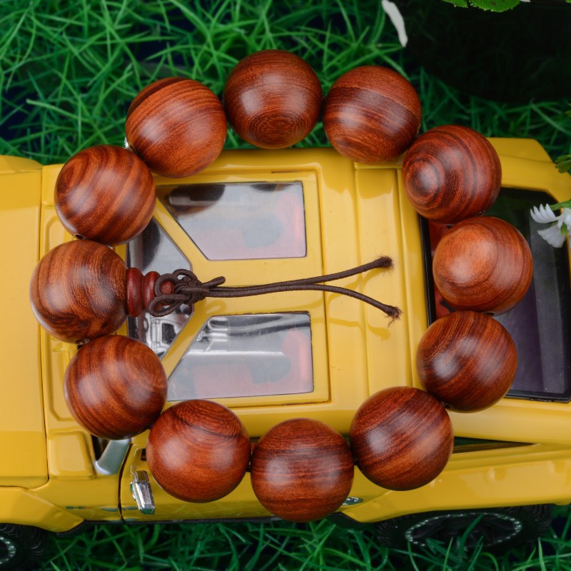 厂家直销 大叶红檀手串 红木佛珠手链 散珠批发 一手货源