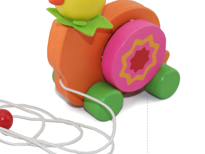 木质玩具大号动物蜗牛拉车 响铃拉车 宝宝学步玩具练步教具批发