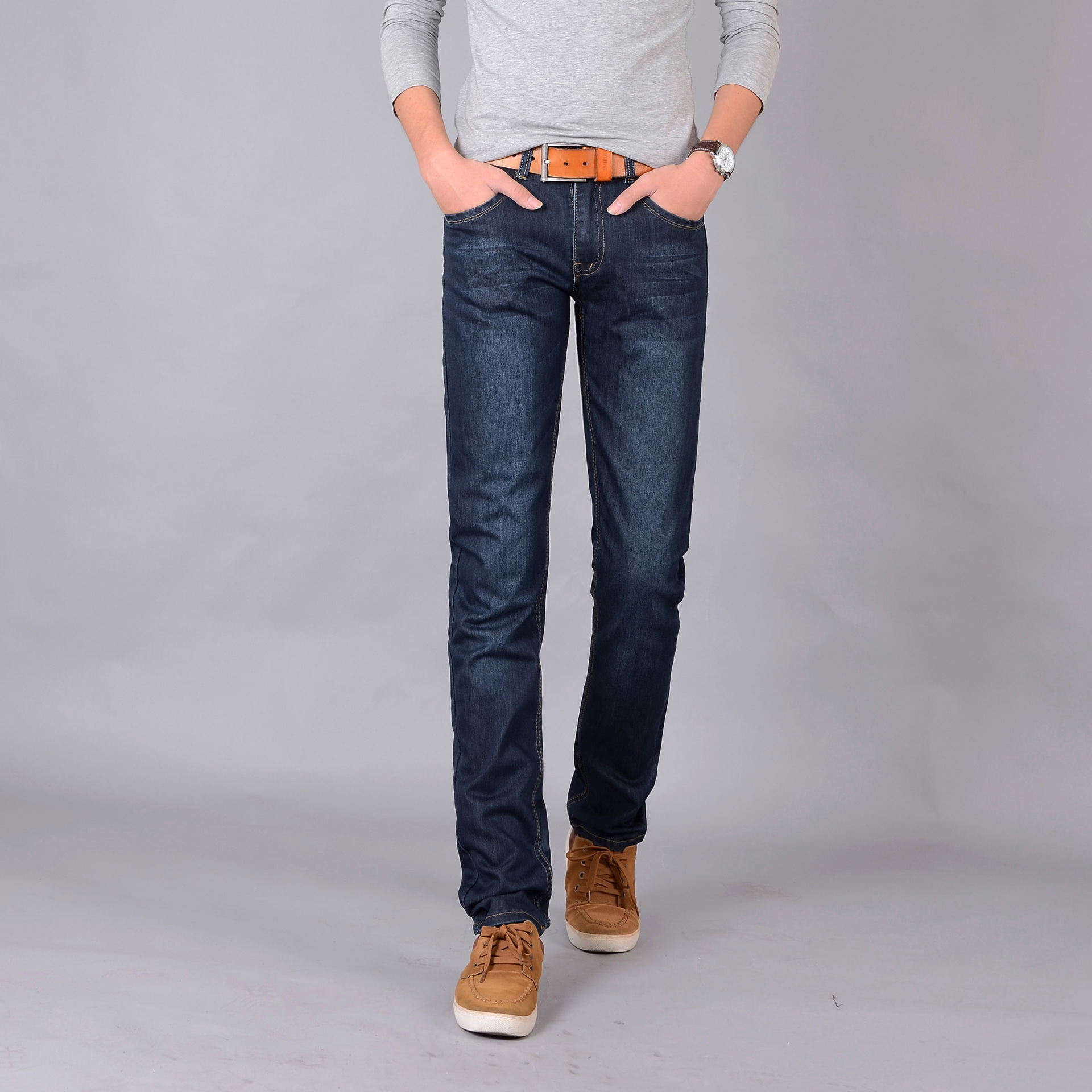 2015男士春装牛仔裤 休闲修身男式牛仔裤 直筒水洗男式长裤批发