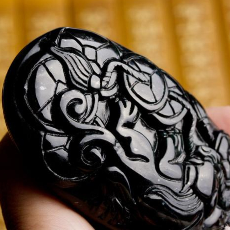 天然玉石贵石纹石玉黑绿玉把玩件 正品墨绿玉招财平安貔貅手把件