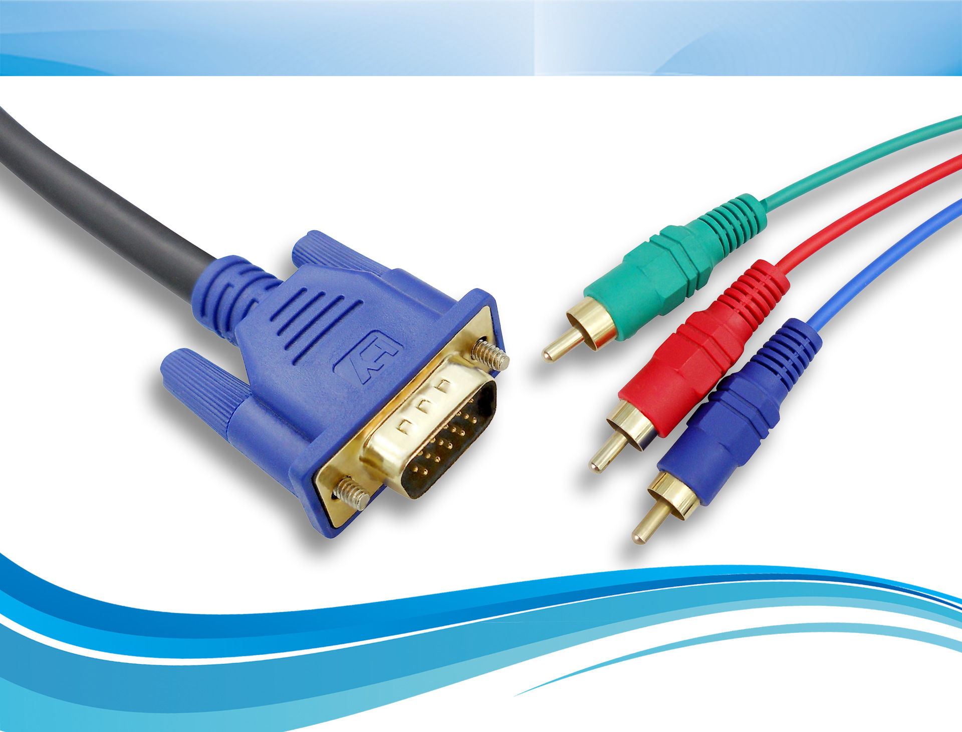 hoy鸿颖 直销色差转vga转换线 vga转3rca vga转3莲花头