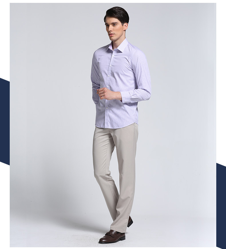 osd奥斯迪男士长袖衬衫夏季商务休闲衬衣夏天修身纯棉格子衬衫