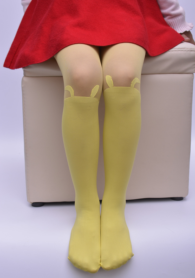 2015春夏儿童兔子拼接连裤袜女童舞蹈袜假高筒提花连裤袜打底裤袜